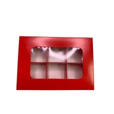 Коробка для 6 цукерок з бортиком з захисним лаком, червона, 151*108*30