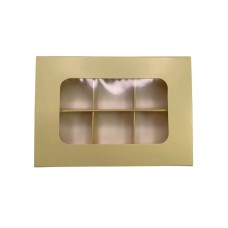 Коробка для 6 цукерок з бортиком з захисним лаком, жовта, 151*108*30