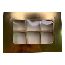 Коробка для 6 цукерок з бортиком з золотою ламінацією, 151*108*30