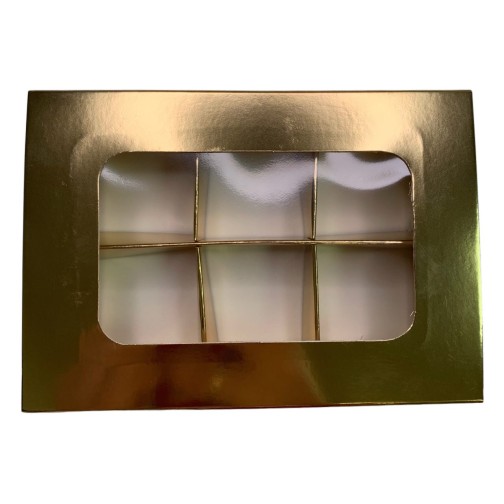 Коробка для 6 цукерок з бортиком з золотою ламінацією, 151*108*30