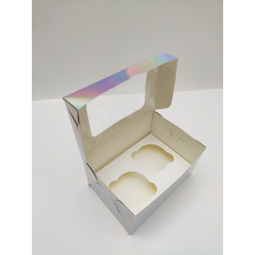 Коробка "Голограмма" для 2 капкейків, 160*110*85