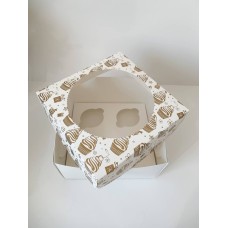 Коробка для 4 капкейків «Золотий капкейк» із вікном, 200*200*105мм