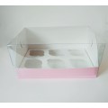 Коробка "Акваріум" на 6 капкейків рожева, 240*180*110мм