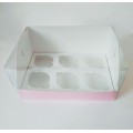 Коробка "Акваріум" на 6 капкейків рожева, 240*180*110мм