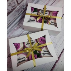 Картонна коробка для капкейків із вікном - "кекс" на 6 шт., 240*180*90