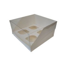 Коробка "Акваріум" на 4 капкейки біла, 200*200*110мм