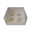 Коробка "Акваріум" на 4 капкейки біла, 200*200*110мм