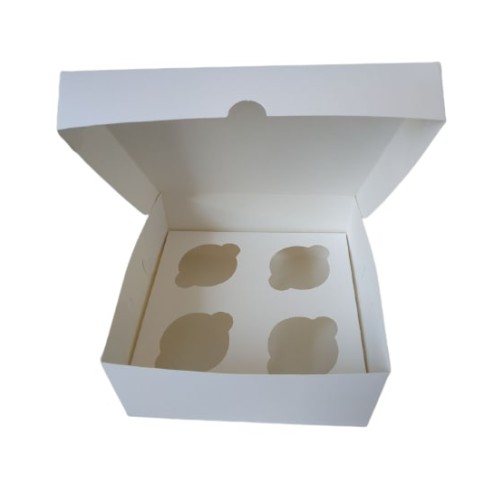 Коробка на 4 капкейки "Біла" без вікна, 200*200*90мм