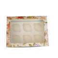 Картонна коробка на 6 капкейків "Півонія" з квадратним вікном, 240*180*90мм