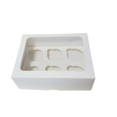 Коробка на 6 капкейків з віконцем (прямокутне вікно), 240*180*90мм