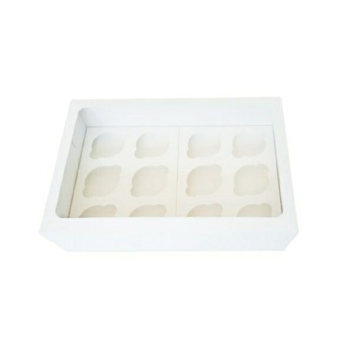 Коробка для 12 капкейків, кексів, з квадратним вікном, 354*241*90мм
