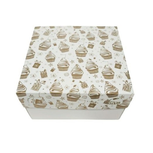 Коробка на 4 капкейки "Золотий капкейк", 200*200*105мм