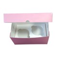 Коробка для 2 капкейків, маффінів, кексів "Рожева" з віконцем, 160*110*85мм