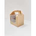 Коробка на 2 капкейки, крафт, вікно з прозорою плівкою, 160*110*110мм