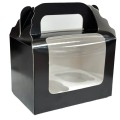 Коробка на 2 капкейки, чорна, вікно з прозорою плівкою, 160*110*110мм