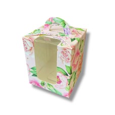 Коробка на 1 капкейк "Квіти Півонія" з вікном, 90*90*110мм