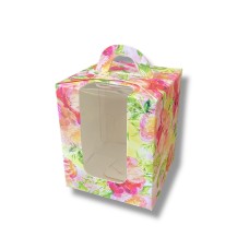 Коробка на 1 капкейк "Квіти Акварель" з вікном, 90*90*110мм
