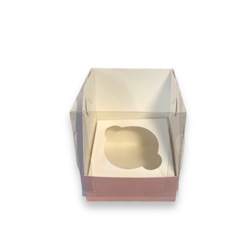 Коробка для 1 капкейка Акваріум рожева, 90*90*110мм