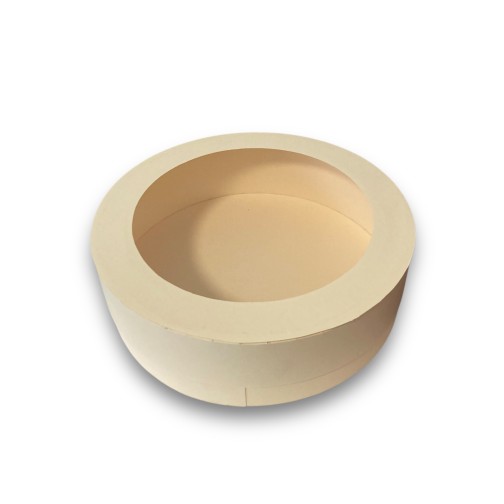 Коробка «тубус» для макаронс з пластиковим віконцем, колір - кремовий, 210*60мм