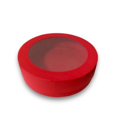 Коробка «тубус» для макаронс з пластиковим віконцем, колір - червоний, 210*60мм