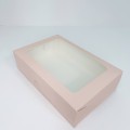 Коробка для макаронс, еклерів, зефіру з вікном, пудрова, 225*150*60