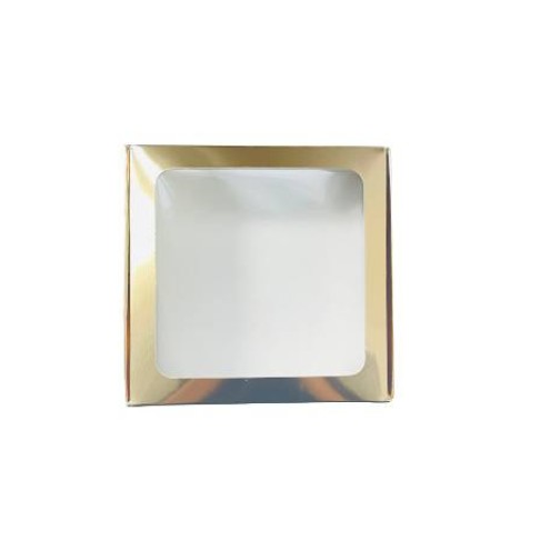 Коробка з прямим вікном для макаронс, зефіру, еклерів, золото, 150*150*50