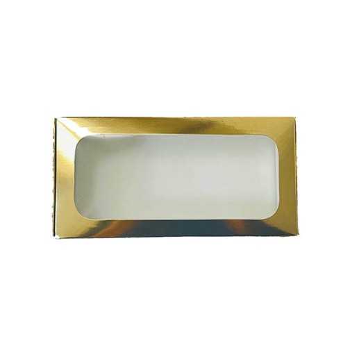 Коробка для макаронс з вікном, золото, 200*100*50