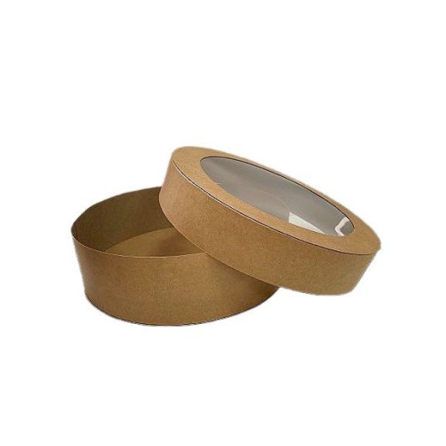 Крафтова коробка «тубус» для макаронс з пластиковим віконцем, 210*60мм