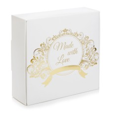 Коробка "Make with love" тиснення золотом для макаронс, пряників, 150*150*50мм
