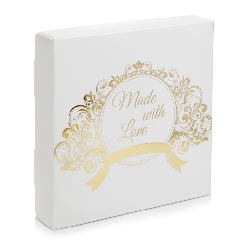 Коробка "Make with love" тиснення золотом для макаронс, пряників, 150*150*35
