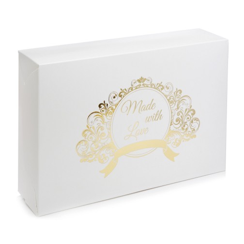 Коробка "Make with love" тиснення золотом для макаронс, пряників, 225*150*60мм