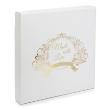 Коробка "Make with love" тиснення золотом для макаронс, пряників, 200*200*35мм