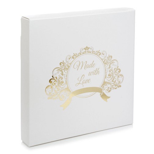 Коробка "Make with love" тиснення золотом для макаронс, пряників, 200*200*35мм
