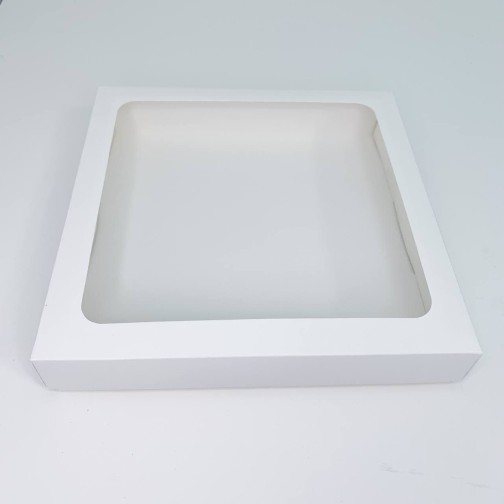 Коробка для пряників біла із квадратним вікном, 200*200*35