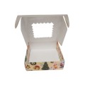 Коробка "Новорічна" з віконцем для пряників, макаронс, еклерів, 150*150*50