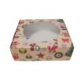 Коробка "Новорічна" з круглим вікном для пряників, макаронс, еклерів, 150*150*50
