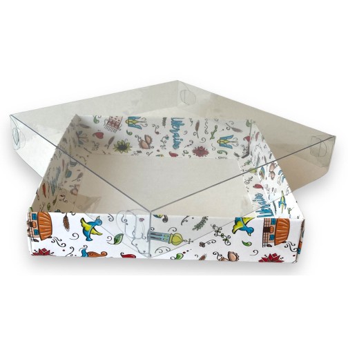 Картонна коробка для пряників, сувенірів, біжутерії патріотична, 150*150*35мм