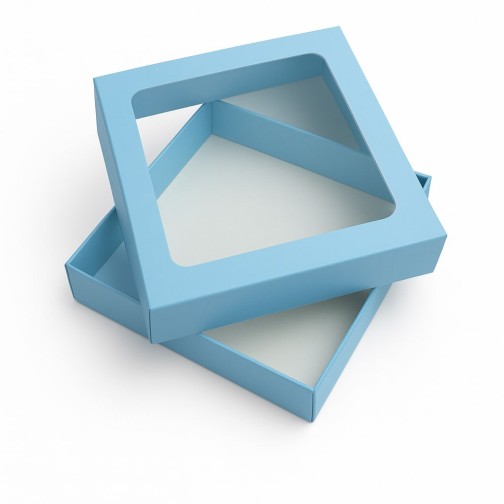 Коробка для пряників (квадратне вікно) блакитна, 150*150*30