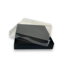 Коробка чорна для пряників, сувенірів, біжутерії з пластиковою кришкою, 150*150*35