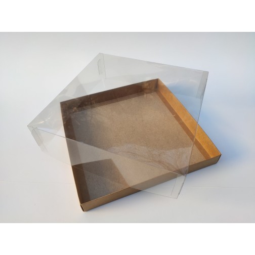 Коробка "Акваріум" для калача, крафт, 250*250*70мм