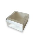 Коробка з вікном "Срібло" для бенто-тортів, кексів, 160*160*90мм