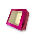 Коробка з вікном "Фуксія" для тортів, бенто-тортів, тістечок, капкейків, 160*160*90мм
