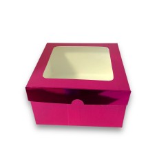 Коробка з вікном "Фуксія" для тортів, бенто-тортів, тістечок, капкейків, 160*160*90мм