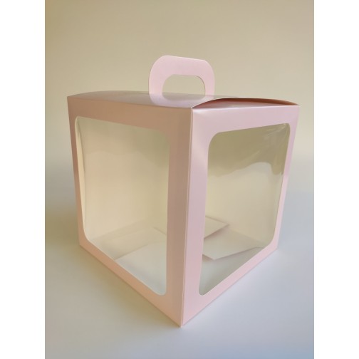 Коробка "Будиночок" кольору пудри із захисним лаком, 210*210*210мм