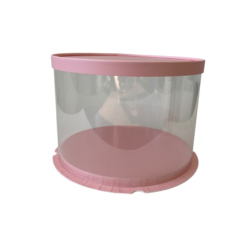 Коробка "Тубус" із прозорою стінкою кольору пудра, 255*180