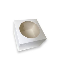 Коробка для бенто-тортів «Біла» з круглим вікном, 200*200*150мм