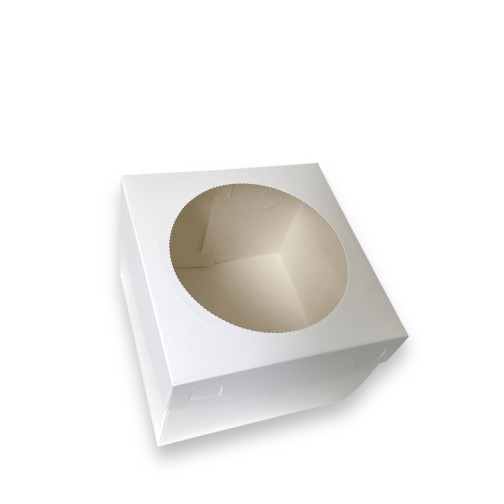 Коробка для бенто-тортів «Біла» з круглим вікном, 200*200*150мм