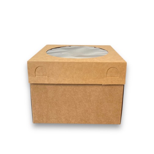 Коробка для бенто-тортів «Крафт» з круглим вікном, 200*200*150мм