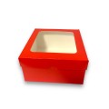Коробка з вікном "Червона" для бенто-тортів, кексів, сувенірів, 160*160*90мм
