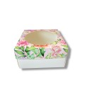 Коробка "Квіти півонія" з круглим вікном, 200*200*105мм